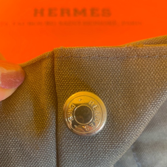 Hermes Small PM Canvas Tote/ Hand Bag Fourre-tote, Gray & Black - Picture 8 of 15